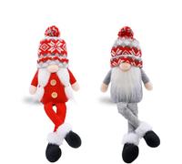 LEAFWHIS 2PCS Christmas Gnome Plush Figurines - Scandinavian Tomte Table Decorations for Holiday, Soft Stuffed Gnomes for Shelf, Mantel or Tabletop Display, Nordic Christmas Home Decor