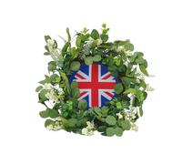 Leafy Creations 20"-21" Union Jack Eucalyptus and Berries Coronation Spring Wreath for Front Door. Easter Wreath for Front Door UK with Patriotic Flag. (Union Jack)