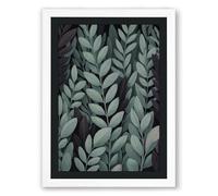 Leafy Foliage Pattern Botanical Framed Wall Art Print A2 (59.4×42cm) White, Wall Decor for Living Room, Bedroom, Office & Home, Ready to Hang, Art Gift