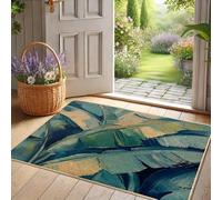 Leafy Green Doormat, Tropical Plant Design Door Mat for Indoor & Outdoor Use, Summer Decor, Non-Slip Waterproof Dust Absorbent Entrance Mat, Easy Clean 29x17 Inch