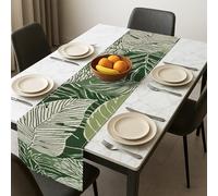 Leafy Green Table Runner, Tropical Fern Botanical Modern Design for Spring Home Dining and Holiday Gatherings 13x72 Inch