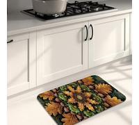 Leafy Kitchen Mats for Floor, Green and Yellow Nature Inspired Soft Mats, Cushioned Comfort Washable Non Slip Decor Rugs for Kitchen Sinks Laundryroom Bathroom 20x31 Inch