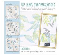 Leafy Overlay 7" x 7" Stencil Collection: 3 Stencils