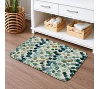 Leafy Watercolor Quick Dry Bath Mat, Elegant Blue Green Floral Absorbent Non Slip Shower Mat, Spring Flannel Washable Bath Rugs for Bathroom Toilet Restroom Decorative 16x24 Inch