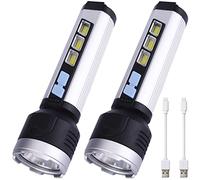LEAGY 2-Pack Ultra Bright USB Rechargeable Mini LED Torch with 240 Lumens, Water Resistant, Adjustable Focus and 4 Lighting Modes for Indoor and Outdoor Use - Camping, Hiking, Emergency Situations etc
