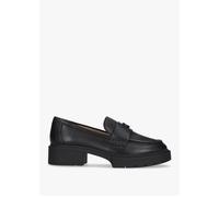 Leah Black Leather Chunky Loafers - Black Leather / 8