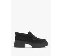 Leah Black Suede Platform Loafers - Black Suede / 8