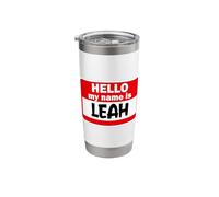 Leah Hello Hi My Name is Tshirt Name On Custom Stainless Steel Insulated Tumbler