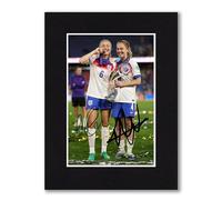 Leah Williamson & Keira Walsh England Lionesses Euro 2025 Champions Signed 8x6 Inch Mounted Photo Print With Pre Printed Signatures That Would Make A Great Gift For Any Fan And Is Ready To Be Framed.