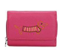 LeahWard Dachshund Embroidered Small Wallet, Cute Puppy Compact Trifold Design with Zip Closure, Decorative Dog Pattern (Rose)