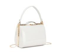 LeahWard Ladies Women's Chic Patent Top Handle Clutch Handbag Wedding Evening Bags 16688 (White)