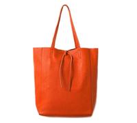 LeahWard Large Leather Hobo Shoulder Bag, Women's Genuine Italian Hand Made Leather Shoulder Bags, A4 College School Work Business Bags (Orange)