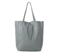 LeahWard Large Leather Hobo Shoulder Bag, Women's Genuine Italian Hand Made Leather Shoulder Bags, Soft Leather Handbags, A4 College School Work Business Bags (Pale Grey)