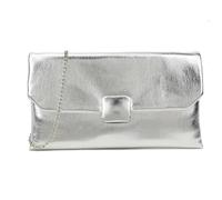 LeahWard Metallic Clutch Purse with Gold Chain, Large Soft Faux Leather Clutch Bag, Bag For Wedding, Prom, Party (SILVER)