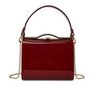 LeahWard Patent Clutch Bag, Women's Top Handle Clutch Bag, Chain Strap Cross Body Bag, Handbag Wedding Evening Bags 16688 (Burgundy)