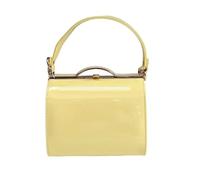 LeahWard Patent Clutch Bag, Women's Top Handle Clutch Bag, Chain Strap Cross Body Bag, Handbag Wedding Evening Bags 16688 (Lemon)