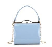 LeahWard Patent Clutch Bag, Women's Top Handle Clutch Bag, Chain Strap Cross Body Bag, Handbag Wedding Evening Bags 16688 (Serenity)