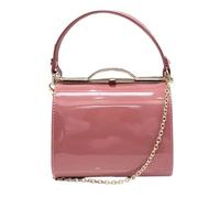 LeahWard Patent Clutch Bag, Women's Top Handle Clutch Bag, Chain Strap Cross Body Bag, Handbag Wedding Evening Bags 16688 (Dusty Pink)