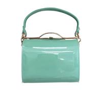 LeahWard Patent Clutch Bag, Women's Top Handle Clutch Bag, Chain Strap Cross Body Bag, Handbag Wedding Evening Bags 16688 (Mint)