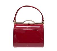LeahWard Patent Clutch Bag, Women's Top Handle Clutch Bag, Chain Strap Cross Body Bag, Handbag Wedding Evening Bags 16688 (Cherry/Red)