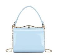 LeahWard Patent Clutch Bag, Women's Top Handle Clutch Bag, Chain Strap Cross Body Bag, Handbag Wedding Evening Bags 16688 (B.Blue)