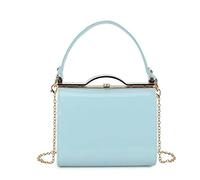 LeahWard Patent Clutch Bag, Women's Top Handle Clutch Bag, Chain Strap Cross Body Bag, Handbag Wedding Evening Bags 16688 (Powder Blue)