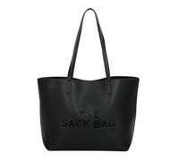 LeahWard The Sack Bag Vegan Leather Tote, Large Womens Shoulder Bag with Embossed Logo (Black)