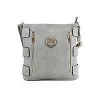 LeahWard Women's Cross Body Bags, Multiple Pockets Messenger Bag, Medium Large Shoulder Handbags (L.Grey Cross Body)