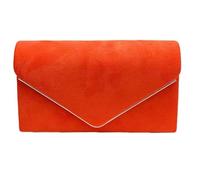 LeahWard Women's Faux Suede Clutch Bag Party Wedding Chain Shoulder Handbag (Scarlet)