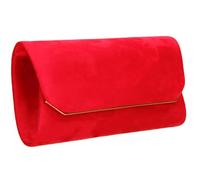 LeahWard Women's Faux Suede Wedding Clutch Bag Large Side Bow Evening Purse (Red)