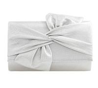 LeahWard Women's Glitter Bow Clutch Bag Wedding Party Night Out Evening Handbags (Silver Bow)