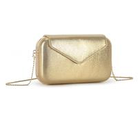 LeahWard Women's Hard Case Clutch Bag, Gold Silver Party Bags (Gold)