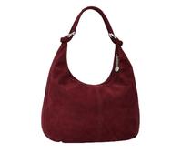 LeahWard Women's Large Soft Genuine Suede Leather Shoulder Bag Italian Real Leather Handbag (Burgundy)