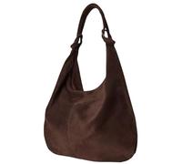 LeahWard Women's Large Soft Genuine Suede Leather Shoulder Bag Italian Real Leather Handbag (Coffee)