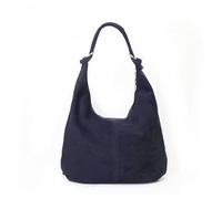 LeahWard Women's Large Soft Genuine Suede Leather Shoulder Bag Italian Real Leather Handbag (Navy)
