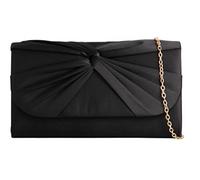 LeahWard Women's Satin Large Bow Clutch Bag Wedding Holiday Party Soft Handbag (Black)