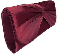 LeahWard Women's Satin Large Bow Clutch Bag Wedding Holiday Party Soft Handbag (Burgundy)