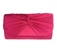 LeahWard Women's Satin Large Bow Clutch Bag Wedding Holiday Party Soft Handbag (Fuchsia)