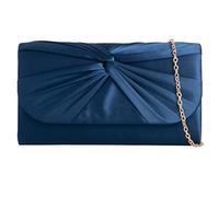 LeahWard Women's Satin Large Bow Clutch Bag Wedding Holiday Party Soft Handbag (Navy)