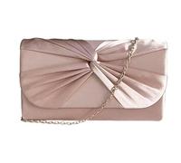 LeahWard Women's Satin Large Bow Clutch Bag Wedding Holiday Party Soft Handbag (Nude Satin Clutch)