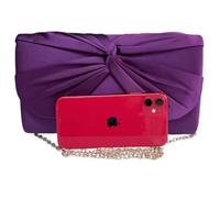 LeahWard Women's Satin Large Bow Clutch Bag Wedding Holiday Party Soft Handbag (Purple)