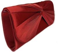 LeahWard Women's Satin Large Bow Clutch Bag Wedding Holiday Party Soft Handbag (Rust Red)