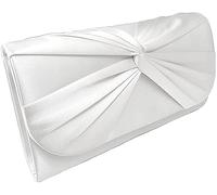 LeahWard Women's Satin Large Bow Clutch Bag Wedding Holiday Party Soft Handbag (White)