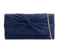 LeahWard Women's Satin Wedding Clutch Bag Large Bow Soft Handbags Evening Purse (Navy Bow)