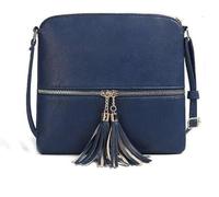 LeahWard Women's Small Cross Body Bags Nice Soft Shoulder Bags Tassel Handbags For Her Holiday Party CW9118 (BLUE/NAVY SMALL H20cm x W22cm x D3cm)