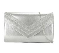 LeahWard Women's Suede Clutch Bag Large Wedding Handbags With Chain Strap (Silver)