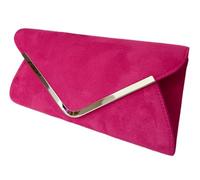 LeahWard Women's Suede Flap Clutch Wedding Bag Evening Handbags 320 (Fuchsia)