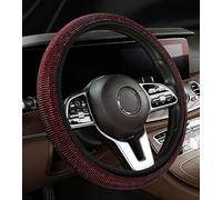 LeaHY Crystal Steering Wheel Cover for Citroen Hatchback AMI/C-Zero /C1 /C2 /C3 /C4 /DS3 /DS4 /DS5, 38CM Universal Stretch Car Steering Wheel Cover with Diamonds Car Accessories,D Red