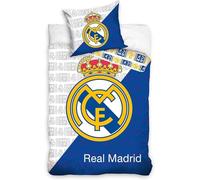 LeaHy Real Madrid Set of Light Blanche et Bleue 100% Cotton - Housse de Couette 140 x 200 cm + Taie 63 x 63 cm (220 x 260 cm)