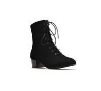 LeaHy Women Ankle Boots Fashion Winter Warm Suede Chunky Heel Low Heel Lace Up Ankle Boots,Black,6 UK